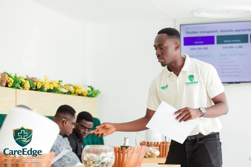 Emmanuel — Founder & Director of CareEdge, presenting the platform